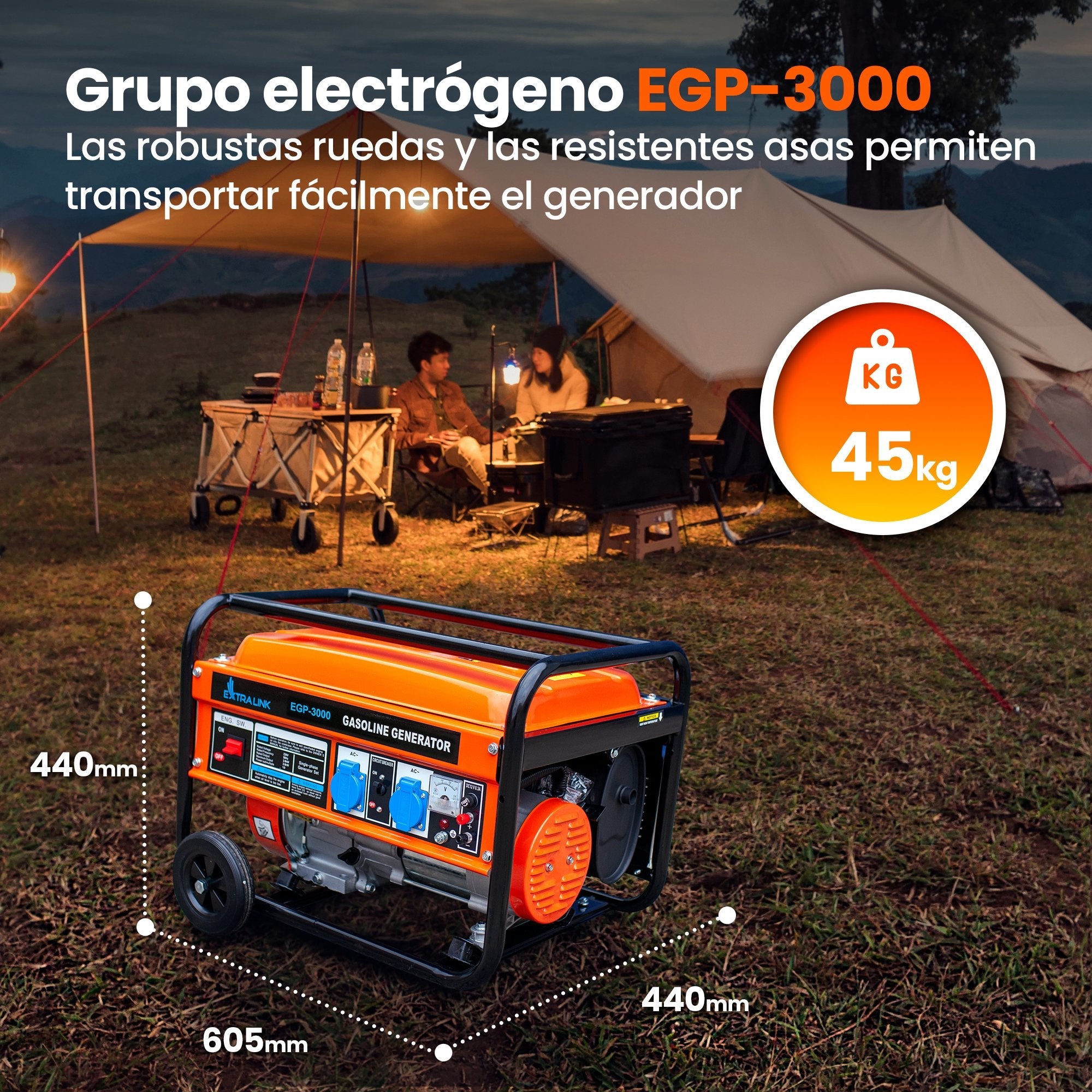 EAN 5905090330349 - Extralink EX.30349 motor-generador 2800 W 15 L Negro, Naranja imagen 15