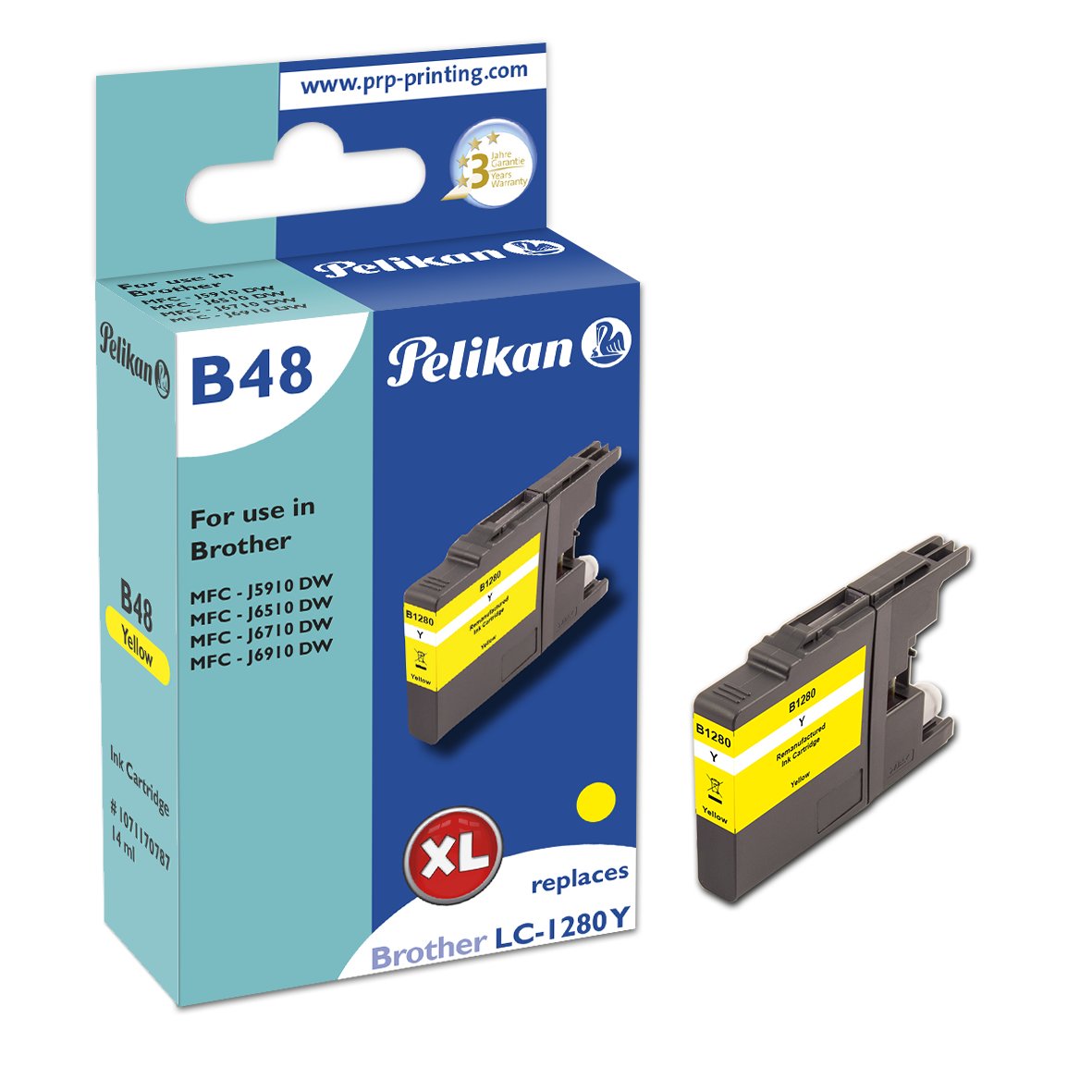 Tinta Pelikan Brother B48 Lc1280xl Ye Amarillo Remanufactured