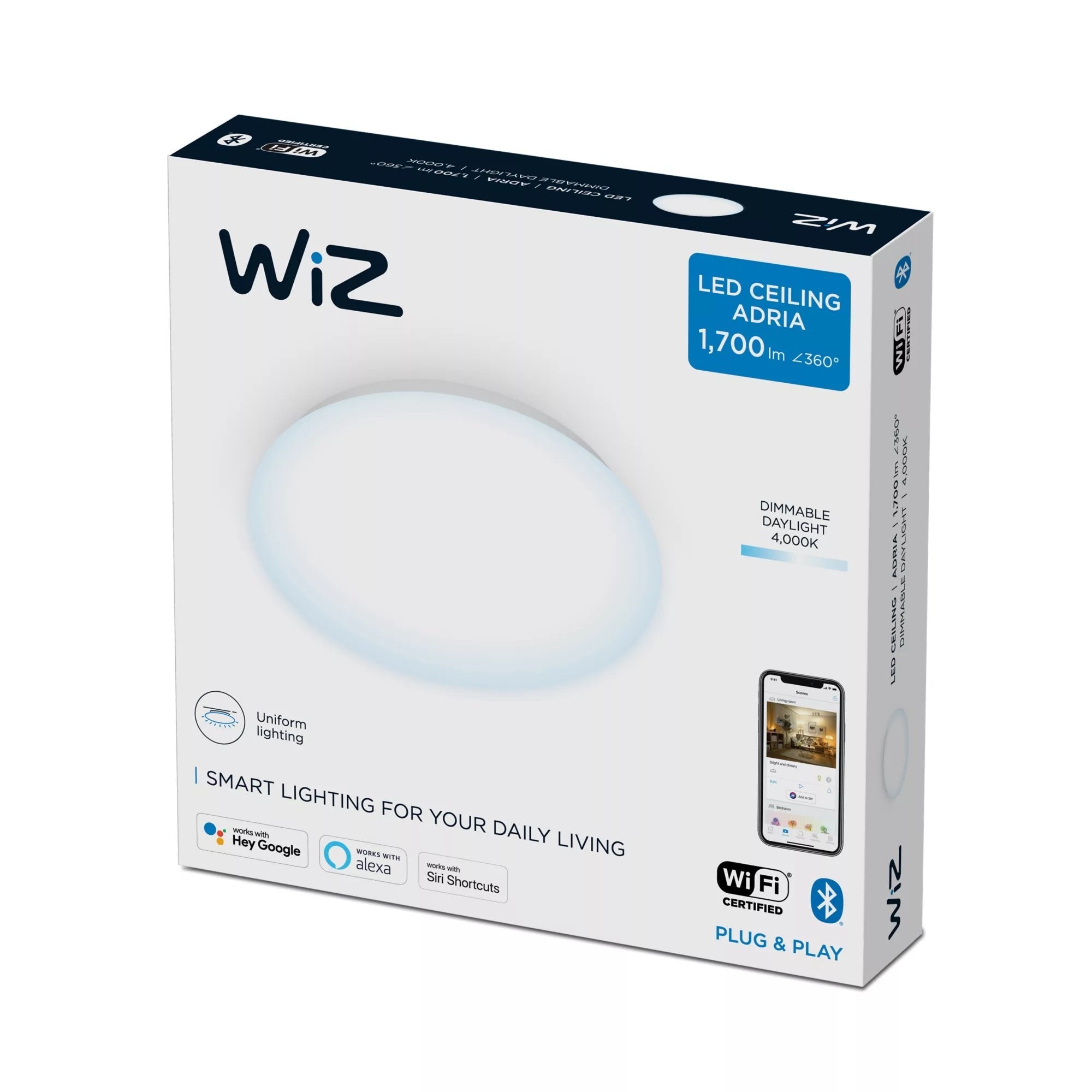 Wiz Adria Lámpara De Techo Led 17 W Blanco Frío Claro 4000 K Blanco