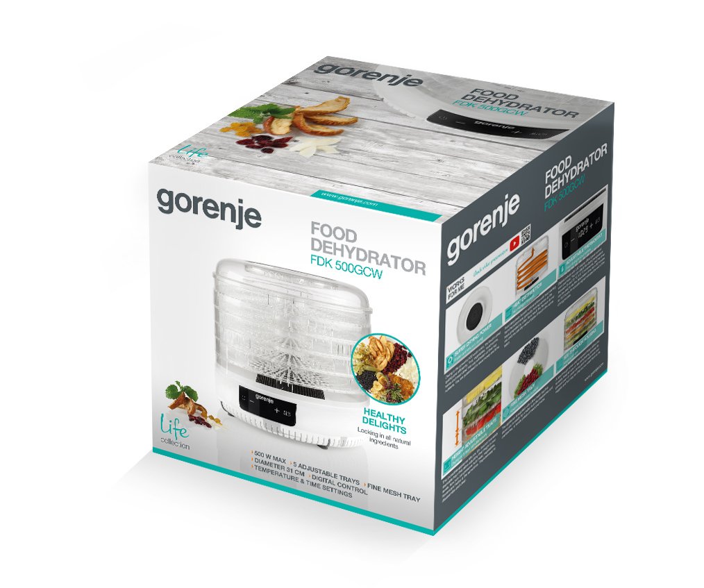 Secador De Alimentos Gorenje Fdk500gcw, 380w, 5 Placas De Secado, Blanco