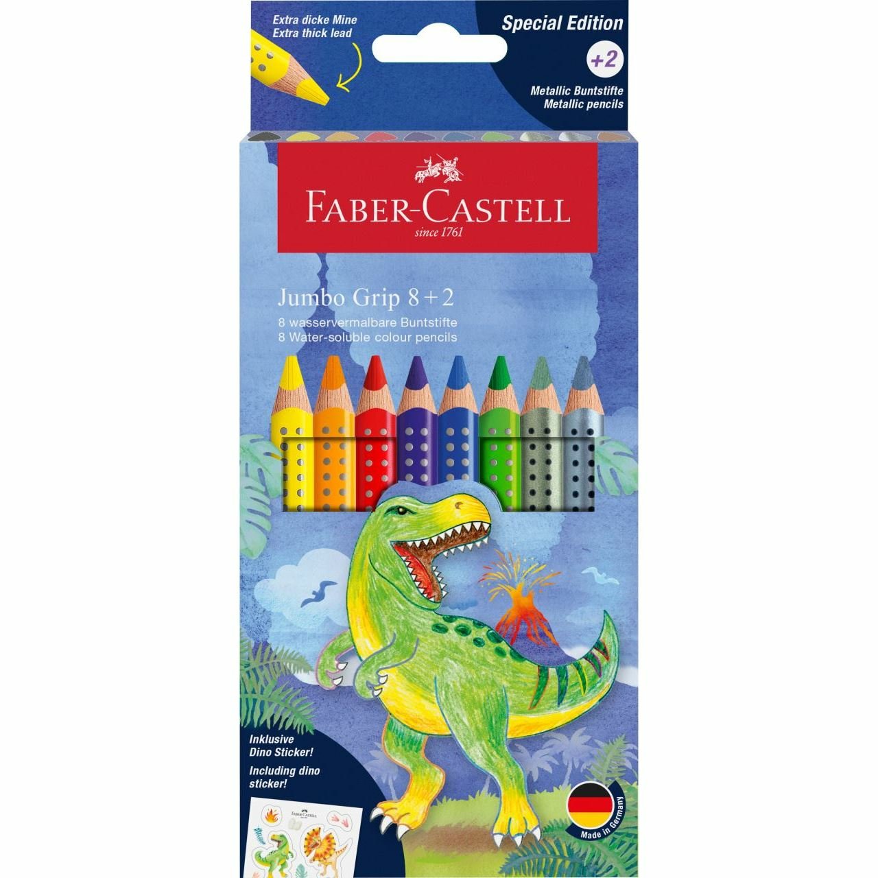 Faber-Camell Hntmift Jumbo Grip Dino 8+2 Kartonetui 5er