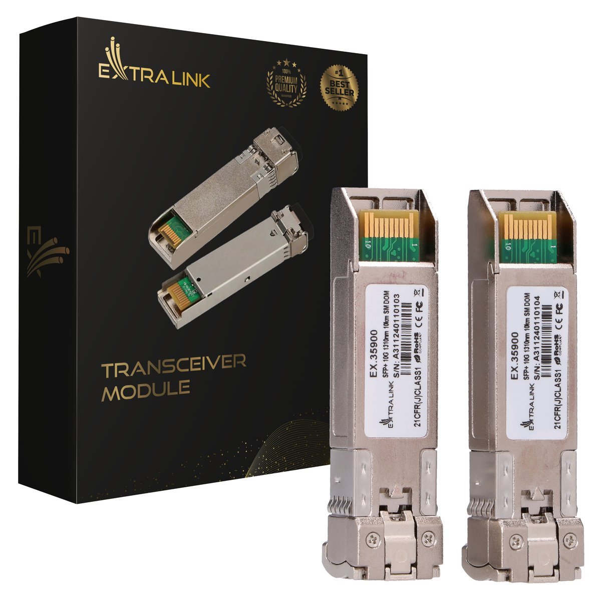 EAN 5905090335900 - Extralink SFP+ 10G 2-pack | Moduł SFP+ | 10Gbps, LC/UPC, 1310nm, 10km, single mode, DOM (EX.35900) red mo imagen 1