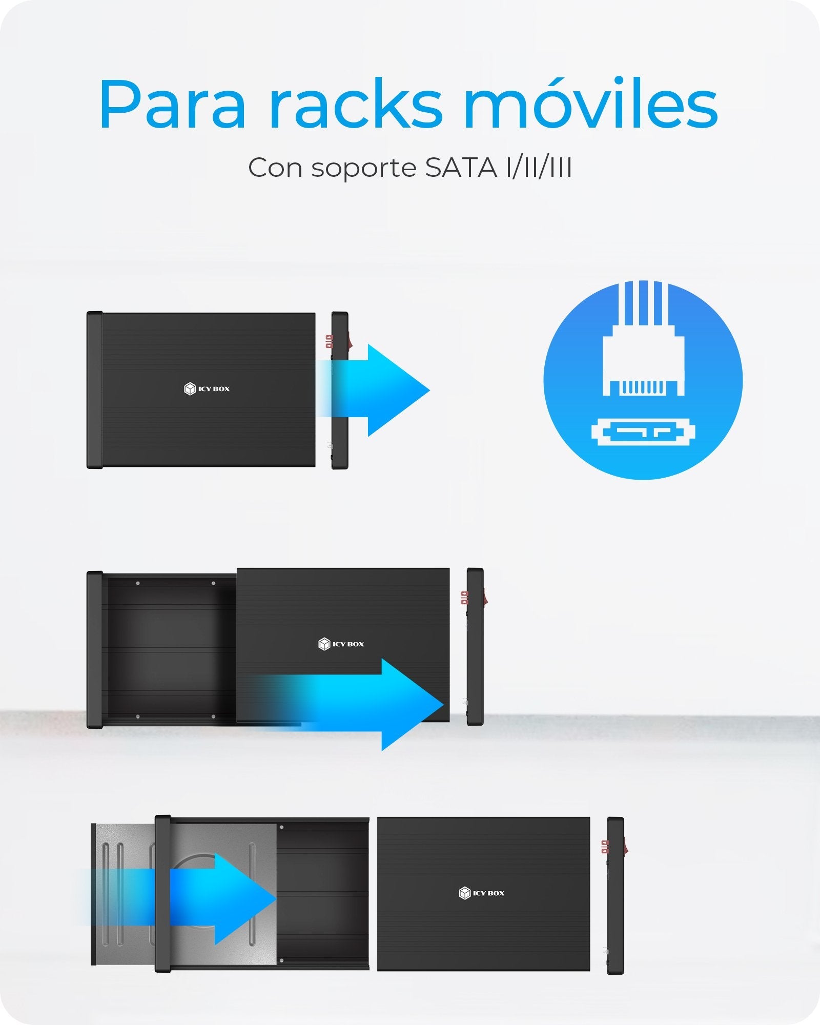 Caja Externa Icy Box 5,25'' Sata Ib-525-U3,Usb3.2 Type-C/A, Negro