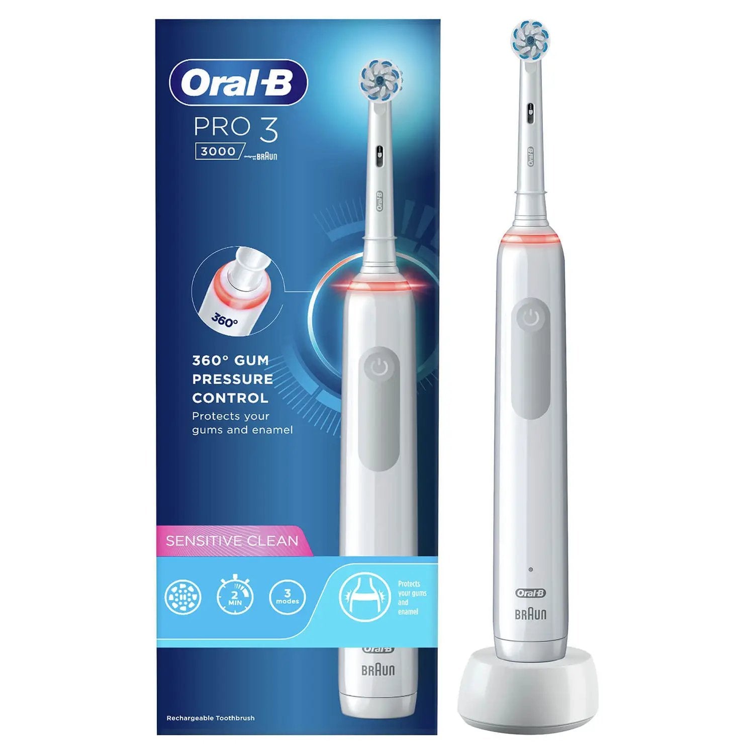 Oral-B Pro Sensitive Clean Pro 3 Adulto Cepillo Dental Oscilante Blanco