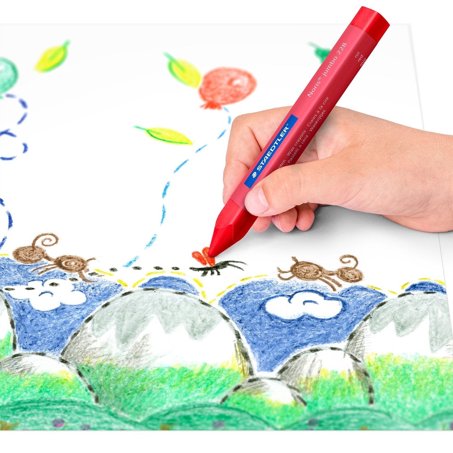 Staedtler 228 14 C12 Ceras Noris Jumbo Extra Gruesas De Diseño Triangular Ergonómico. Estuche Cartón Con 12 Ceras Colores Surtidos