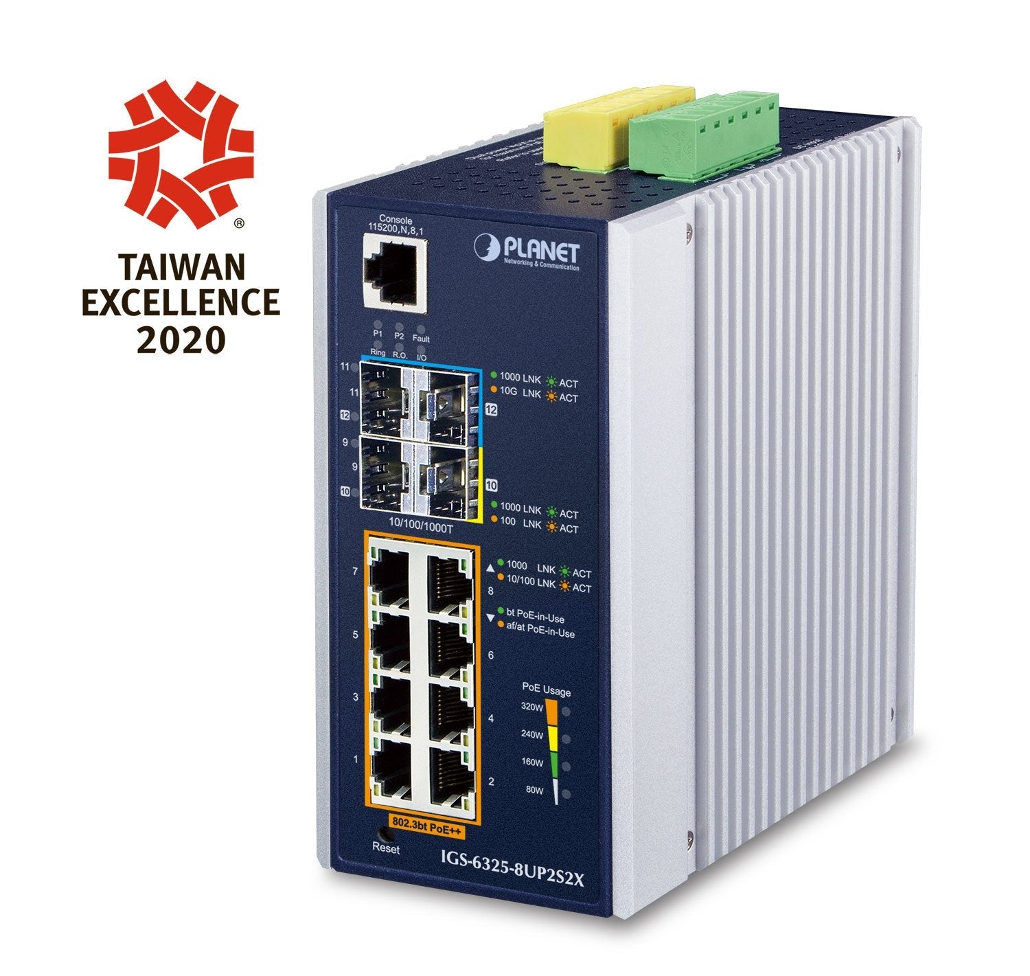 EAN 4711605284738 - PLANET IP30 DIN-rail Industrial L3 8P Gestionado Gigabit Ethernet (10/100/1000) Aluminio, Azul imagen 1
