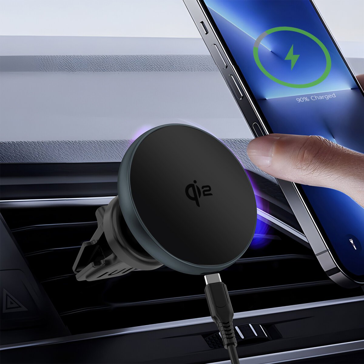 4smarts Qi2 Kfz Ladepuck. Grau