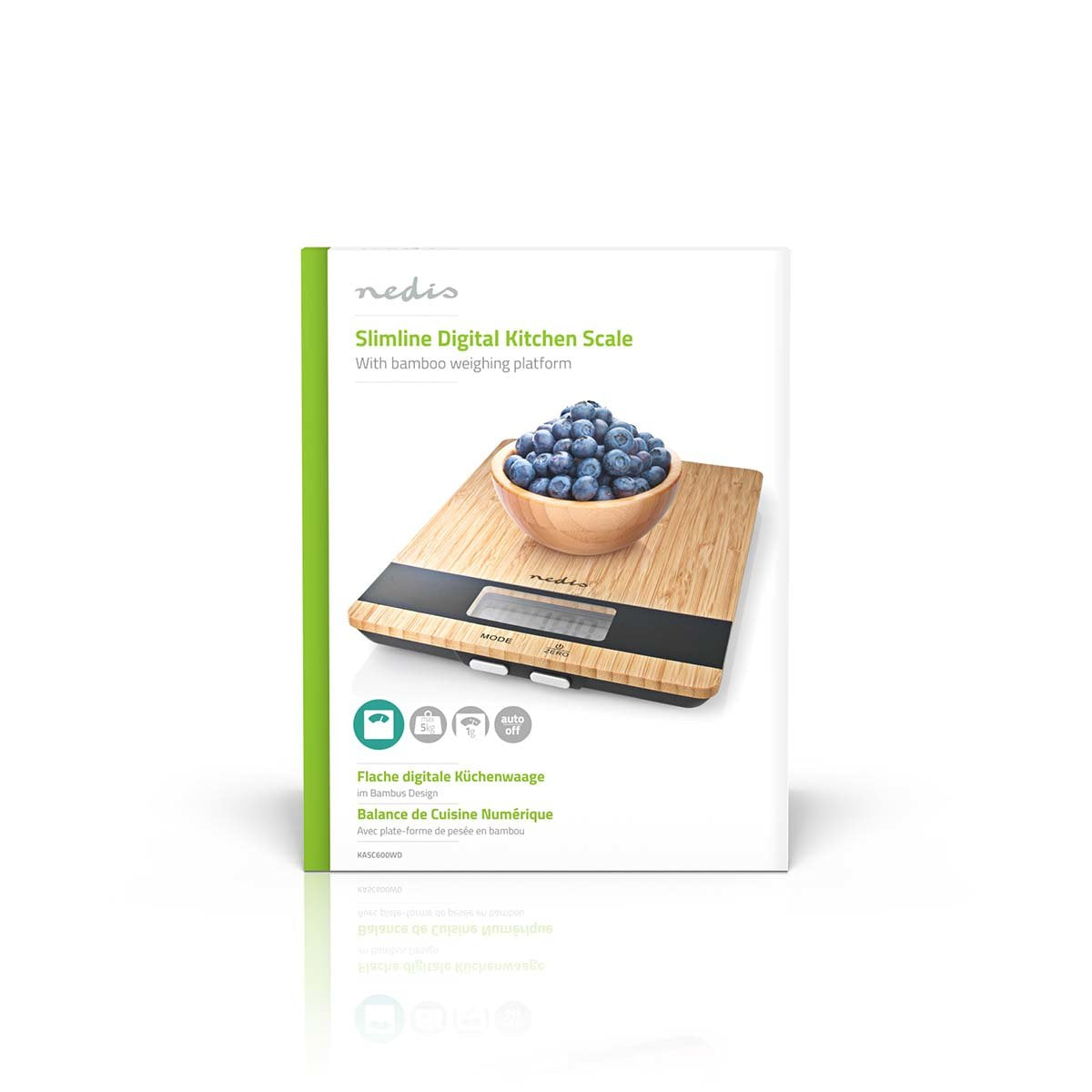 Nedis Bascula De Cocina Digital Madera / Plastico Marron