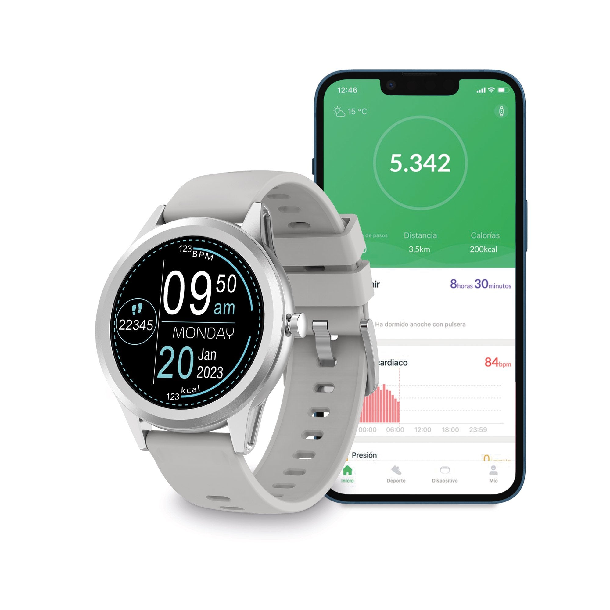Ksix Globe Reloj Smartwatch Pantalla 1.28" - Bluetooth 5.0 Ble - Autonomia Hasta 7 Dias - Resistencia Al Agua Ip67 -