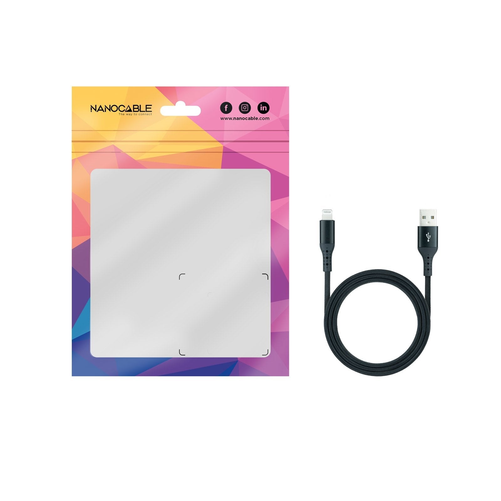 Nanocable Cable Lightning A Usb A/M - Mallado - 1m - Negro