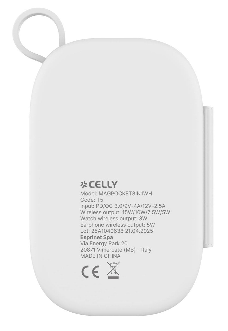 EAN 8021735221951 - Celly MAGPOCKET3IN1WH cargador de dispositivo móvil Auriculares, Smartphone, Reloj inteligente Blanco USB imagen 2