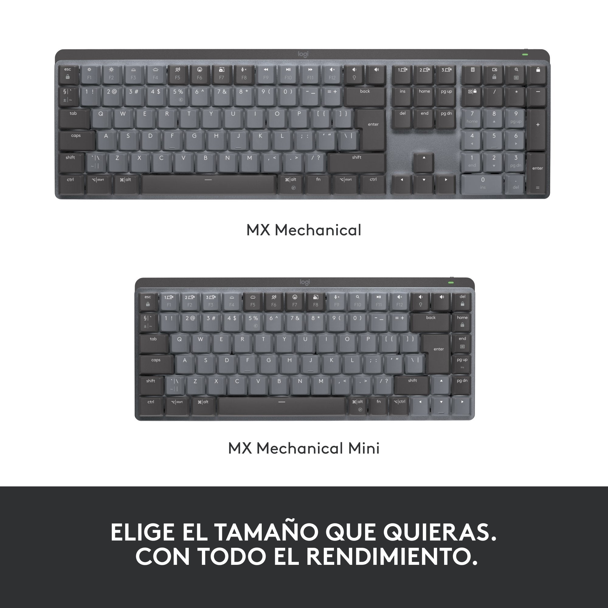Logitech Mx Mini Mechanical Teclado Rf Wireless + Bluetooth Qwerty Internacional De Ee.Uu. Grafito, Gris