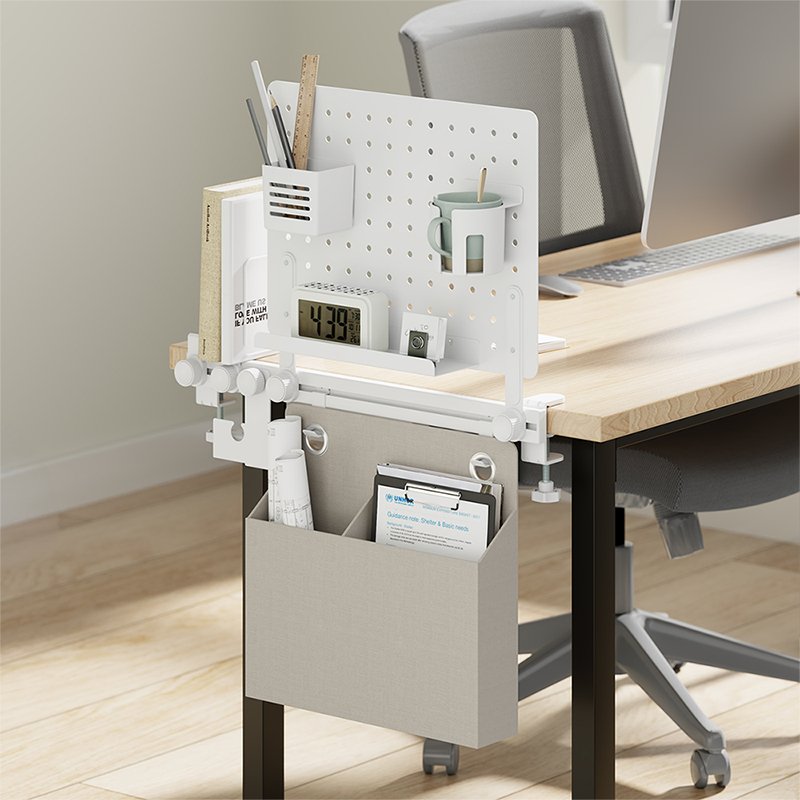 Pegboard Office Rail Storage System, Blanco