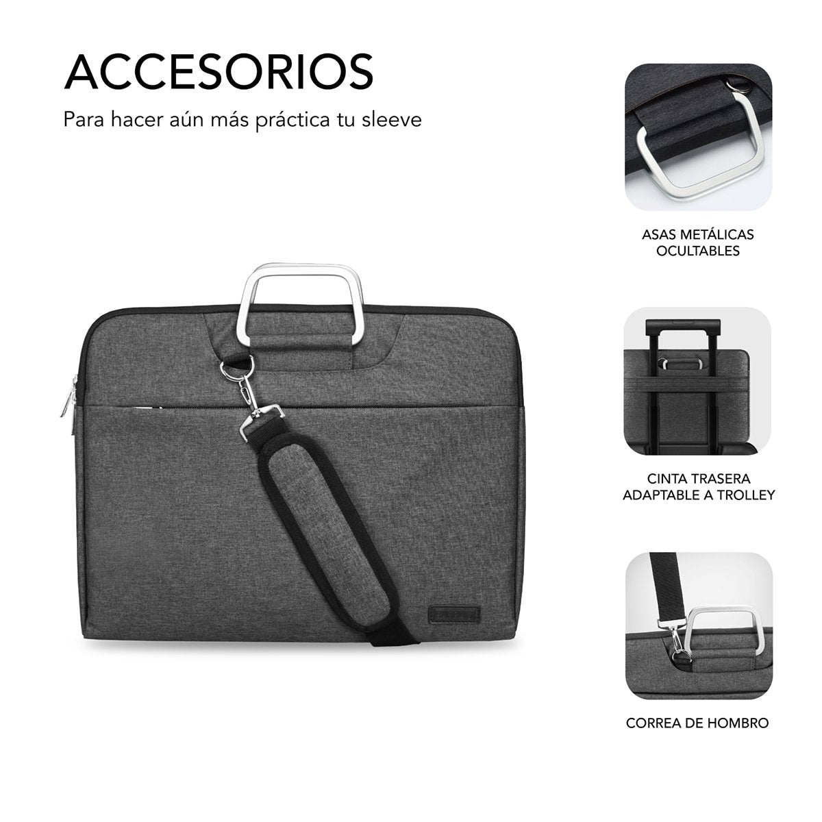 Maletín Subblim Business Laptop Sleeve Para Portátiles Hasta 15.6' Cinta Para Trolley Gris