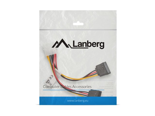 Lanberg Cable Duplicador De Alimentacion Molex Macho A 2x Sata Hembra Ca-Hdsa-11cu-0015 15 CentaMetros