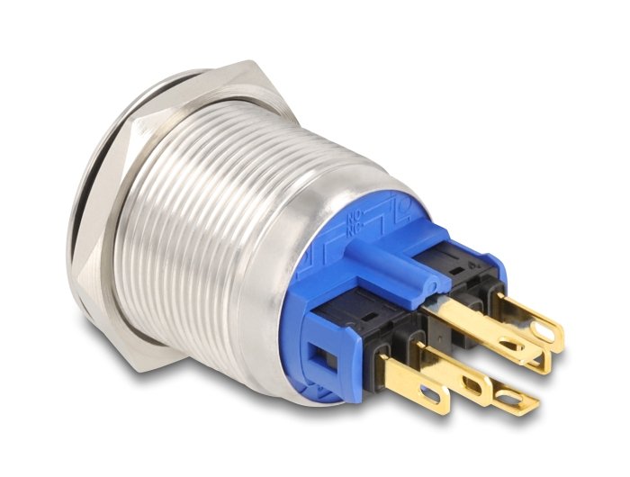 Drucktaster Zum Einbau 22 Mm 6 X Lötanschluss Led Weiss Powersymbol + Ring