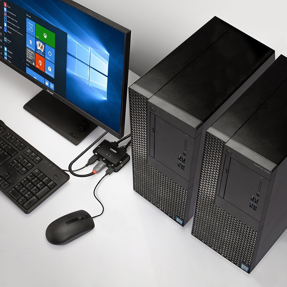 Lindy 2 Port Displayport 1.2, Usb 2.0 Kvm Switch Mit Audio