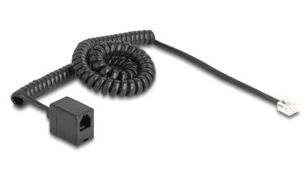Delock Telefoncable Spiralcable Rj11 Stecker Zu Rj11 Buchse Schwarz 3 M