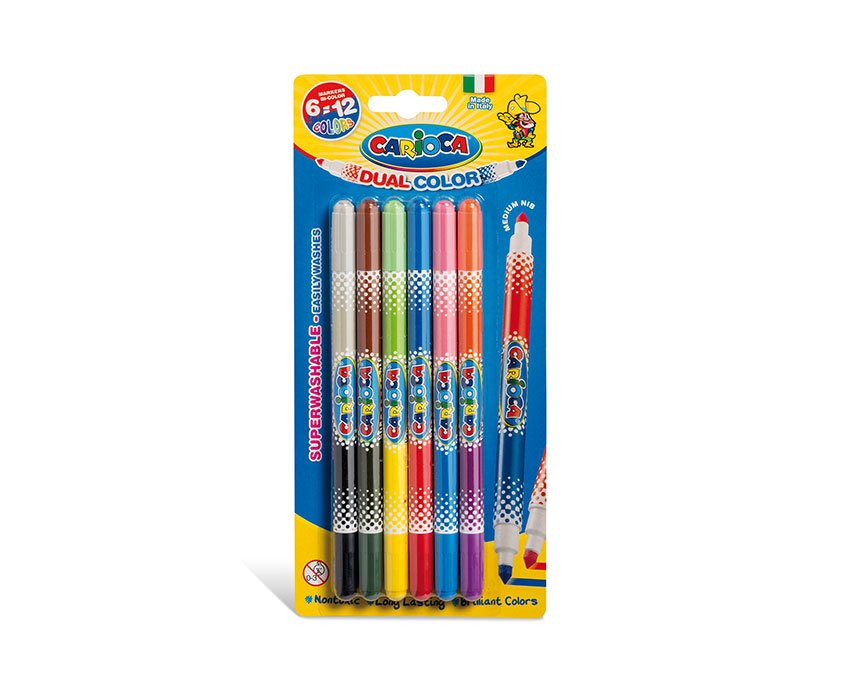 Carioca Rotulador Bicolor Doble Punta Colores - Blister De 6
