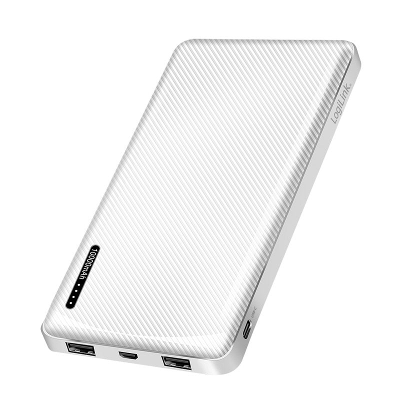 Logilink Power Bank 10.000 Mah White 2xusb-A Usb-C + Fast Charging
