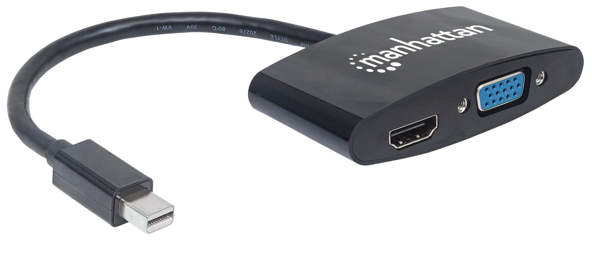 Manhattan Adaptador 2 En 1 Mini Displayport 4k Mini Displayport Macho A Hdmi/Vga Hembra, Pasivo, Negro