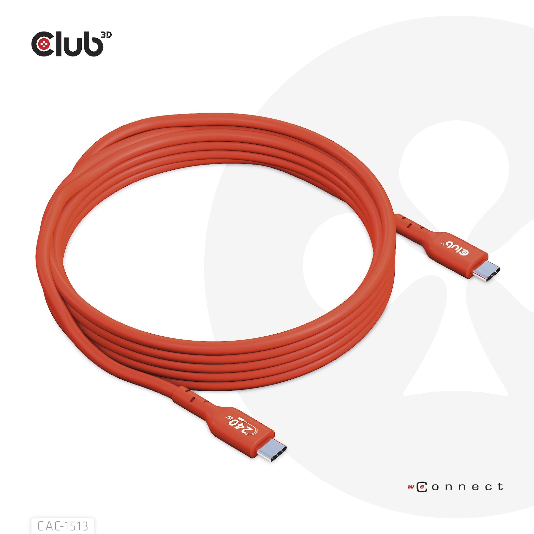 Club3d Cable Certificado Usb2 Tipo C Bidireccional Usb-If Datos 480 Mb, Pd 240 W (48 V/5 A) Epr M/M 3 M/9,84 Pies