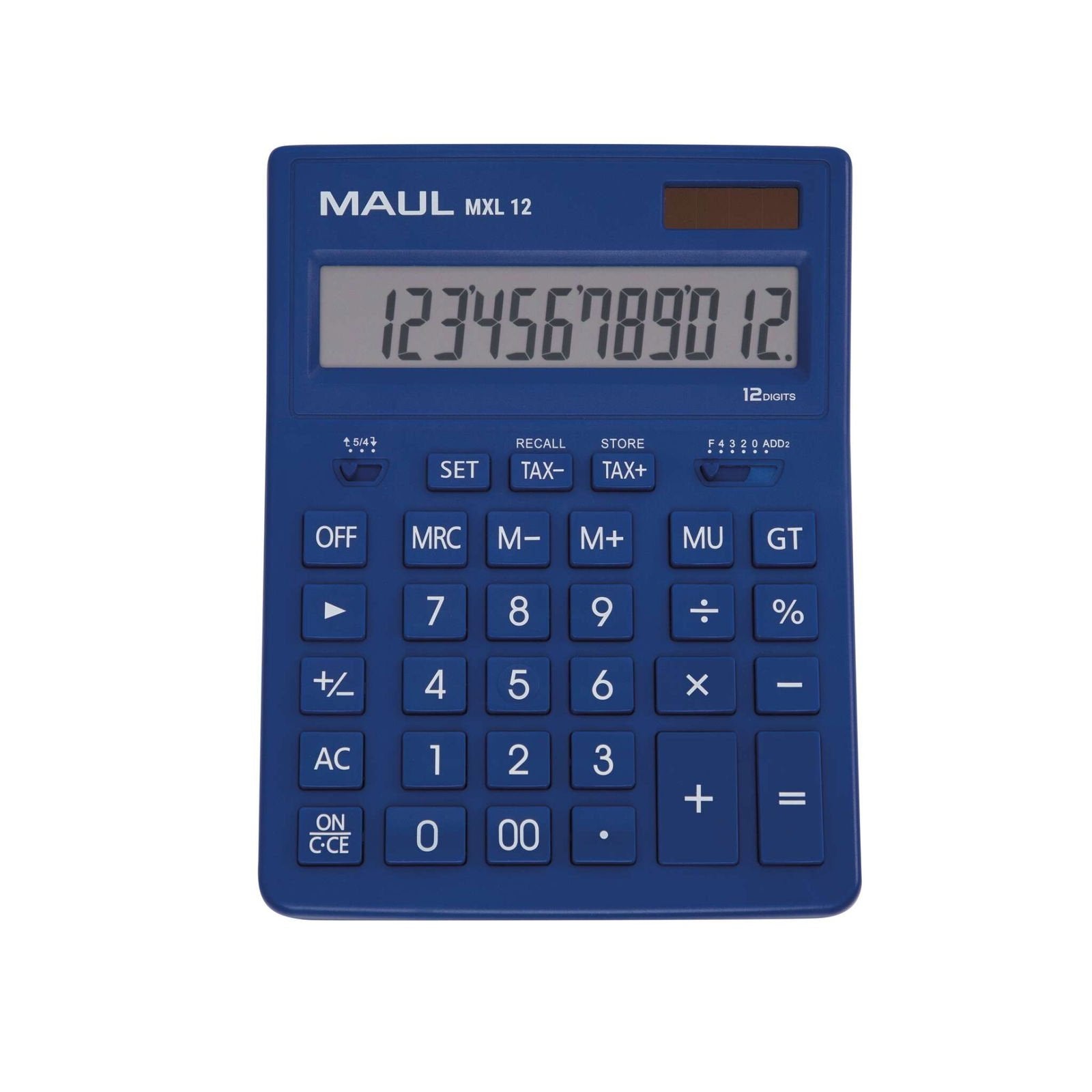 Maul Calculadora Bolsillo Mxl 12 Pantalla Grande De 12 Dígitos Calculadora Grande Con Funciones Comerciales Calculadora Con Batería Y Energía Solar 20,5 X 15,5 X 3,5 Cm Azul