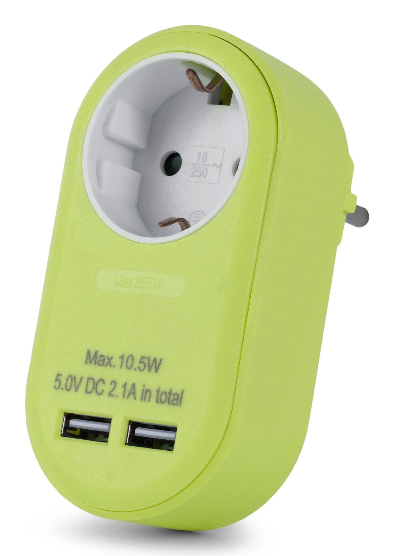 Entac Meckdosenadaptador + 2x Usb-A Lime