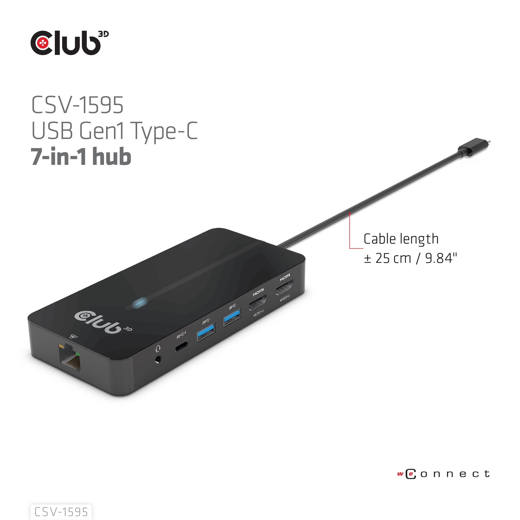Club3d Usb-7-In1-Hub Usb-C > 2xhdmi/2xusb/Rj45/Usb-C 100w Retail