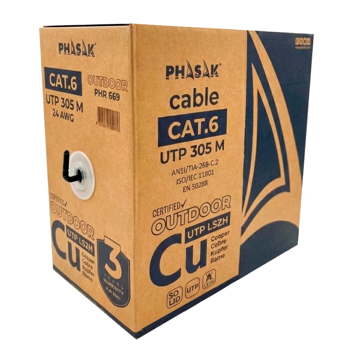 EAN 5605922001279 - Phasak BOBINA DE CABLE RJ45 UTP PHR 669 CAT.6/ 305M/ GRIS cable de red Gris claro Cat6 S/FTP (S-STP) imagen 3