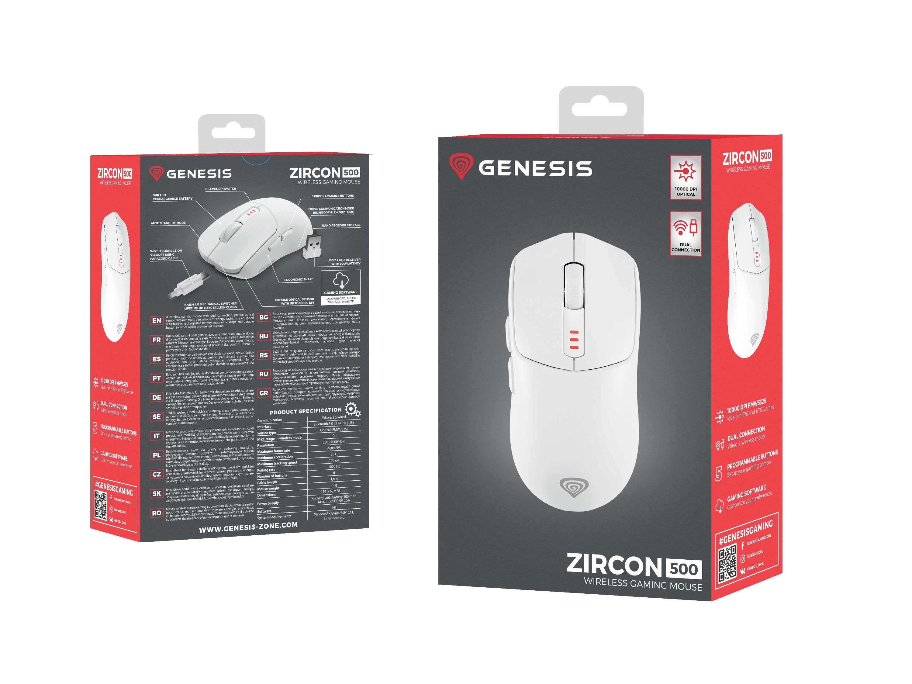 EAN 5901969443950 - GENESIS Zircon 500 ratón Juego mano derecha RF Wireless + Bluetooth + USB Type-C Óptico 10000 DPI imagen 15