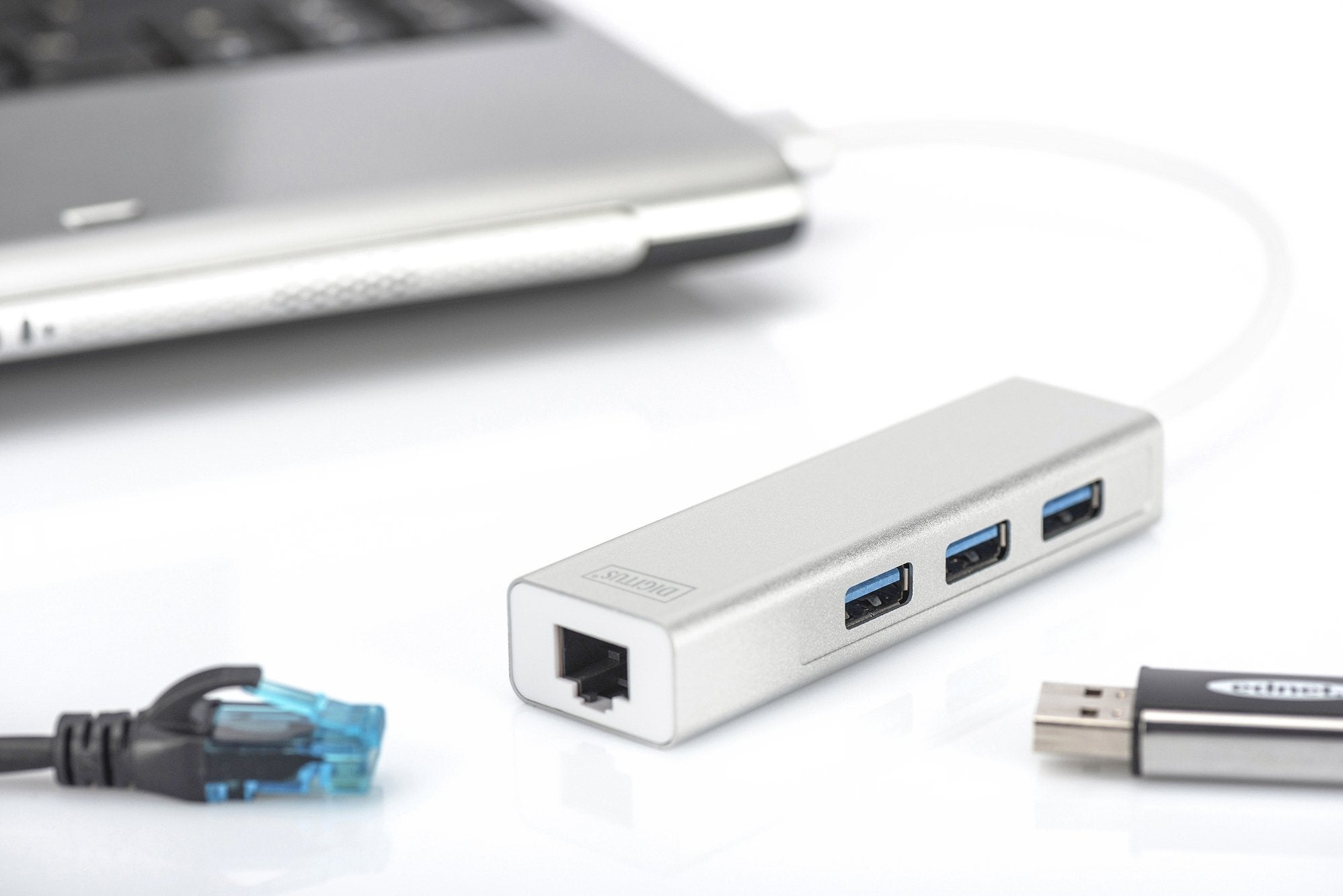 EAN 4016032423836 - Digitus DA-70250-1 base para portátil y replicador de puertos USB 3.2 Gen 1 (3.1 Gen 1) Type-A Plata, Bla imagen 3