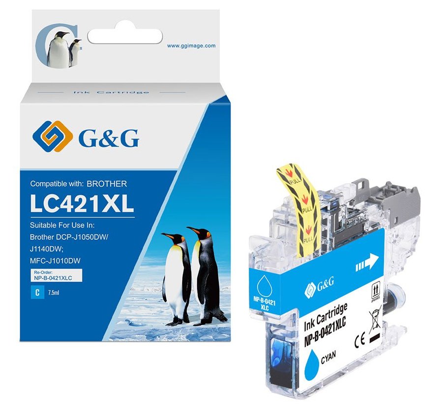 G&G Tinte Komp. Con Brother Lc421xlc Patr. 500 Copias Cyan