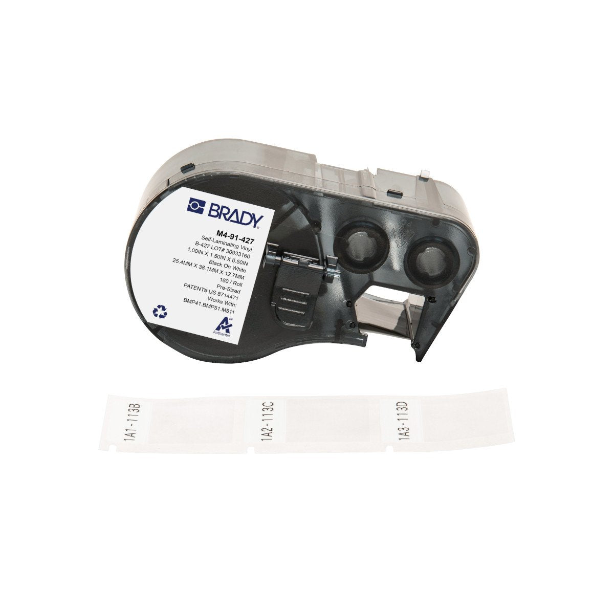 EAN 0888434591703 - Brady M4-91-427 etiqueta de impresora Negro, Blanco Etiqueta para impresora autoadhesiva imagen 1