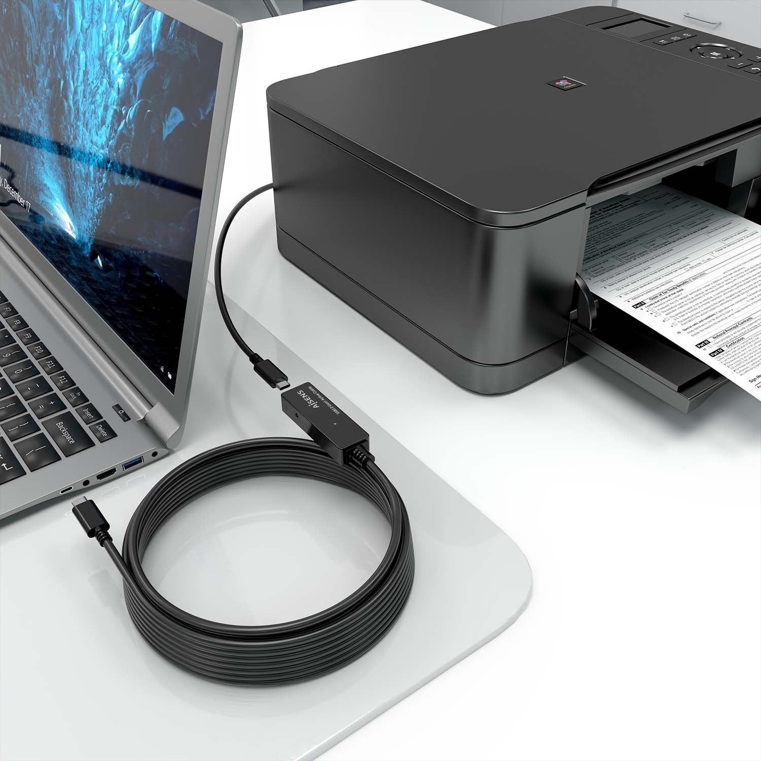 Aisens Cable Usb 3.2 Gen1x1 Prolongador Con Amplificador, Usb-C/M-Usb-C/H, Negro, 5.0m