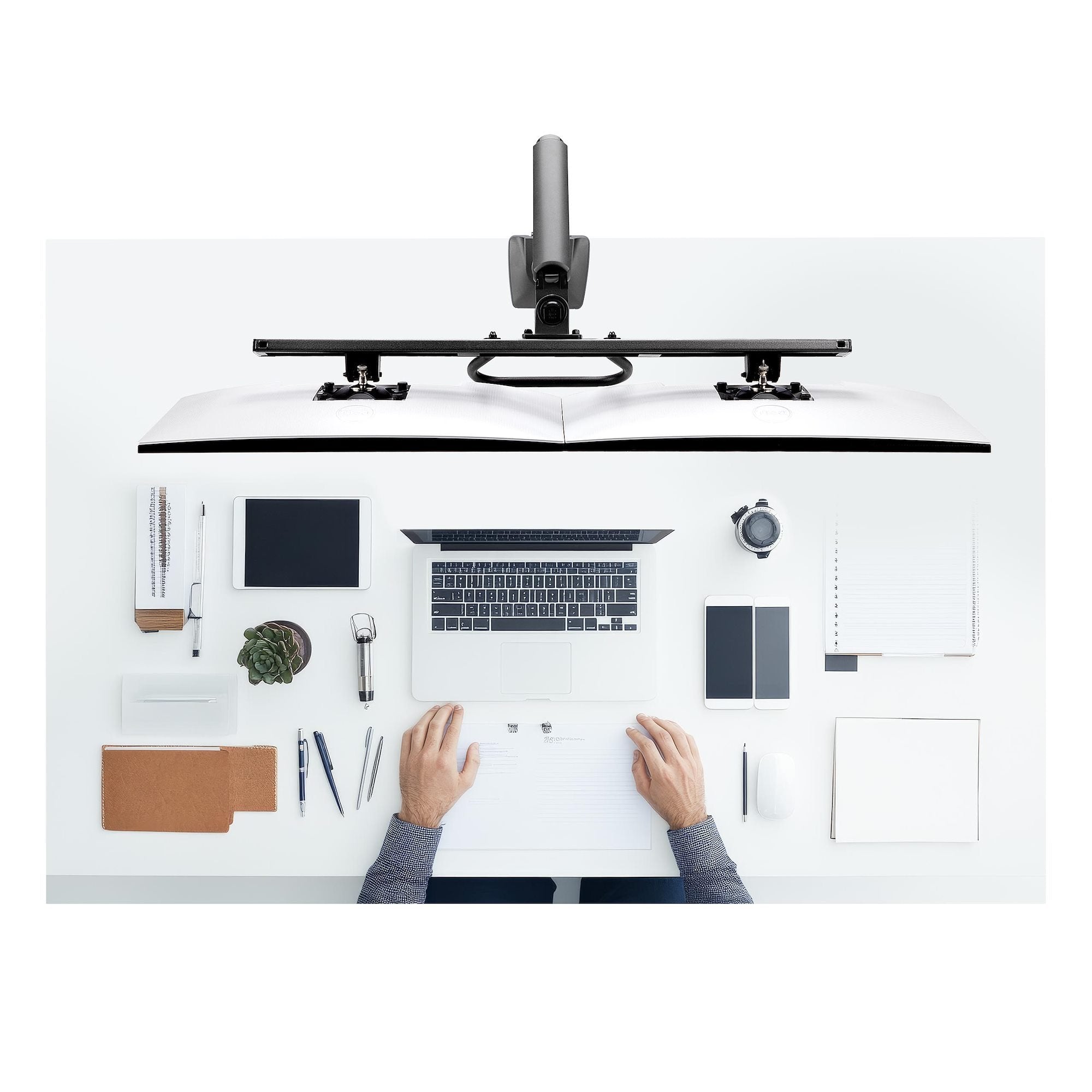 Startech.Com Desk Mount Dual Monitor Arm W Crossbar, Up To 27 In Displays - Befestigungskit - Artikulierender, Mechanischer Feder