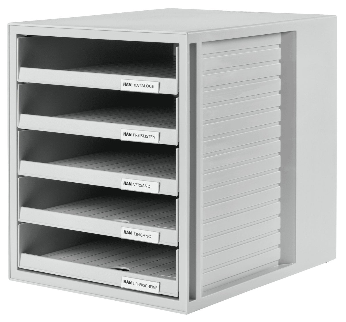 Han Schubladenbox Schrank-Set,Din A4 5 Schubladen, Lichtgris