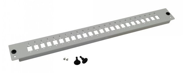 Helos Lwl 19" Breakoutbox Frontplatte 24 Tomas Blende Unbepiezast, Gris