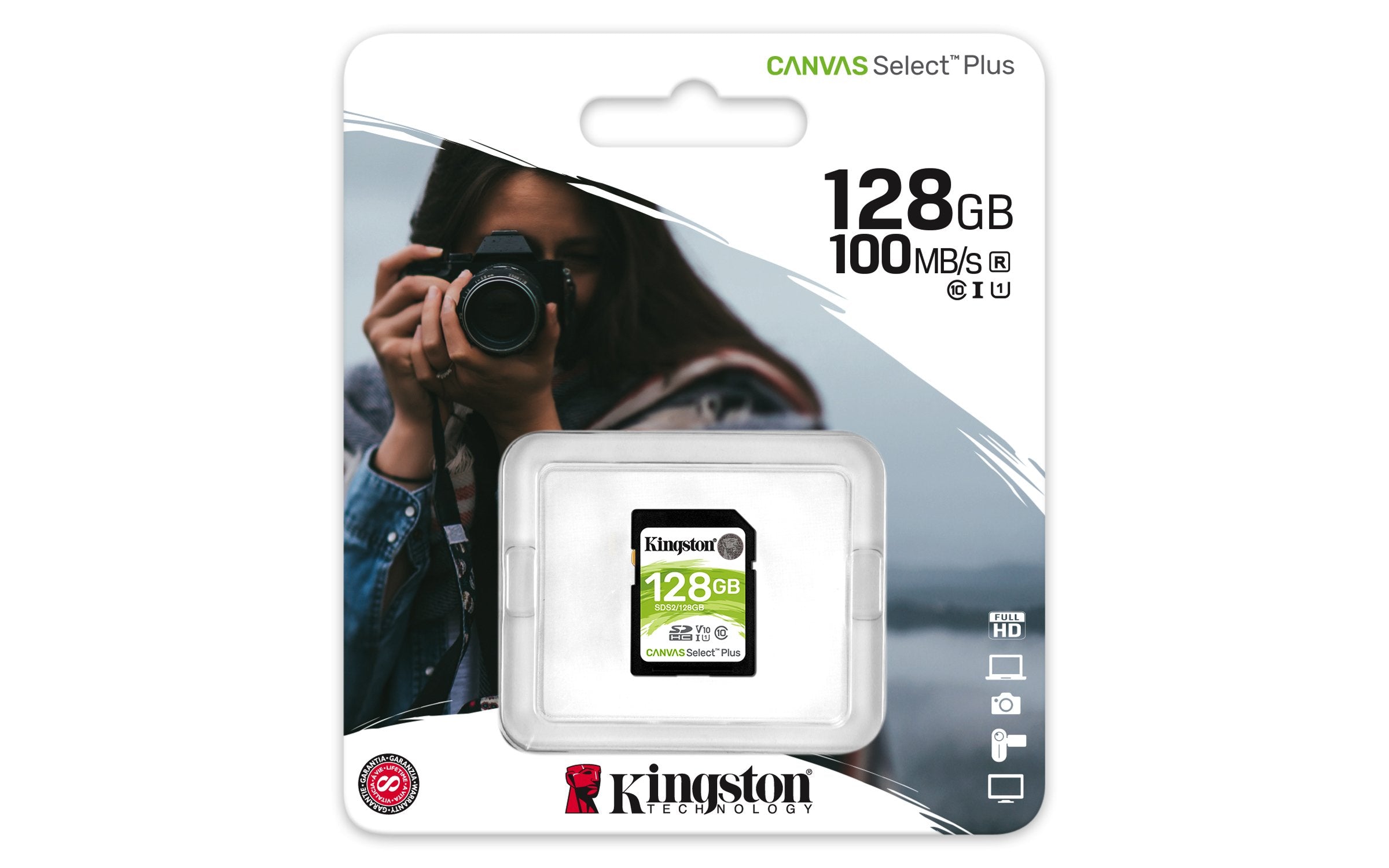 Secure Digital Kingston 128gb Sdxc Canvas Select Plus 100r C10 Uhs-I U3 V30