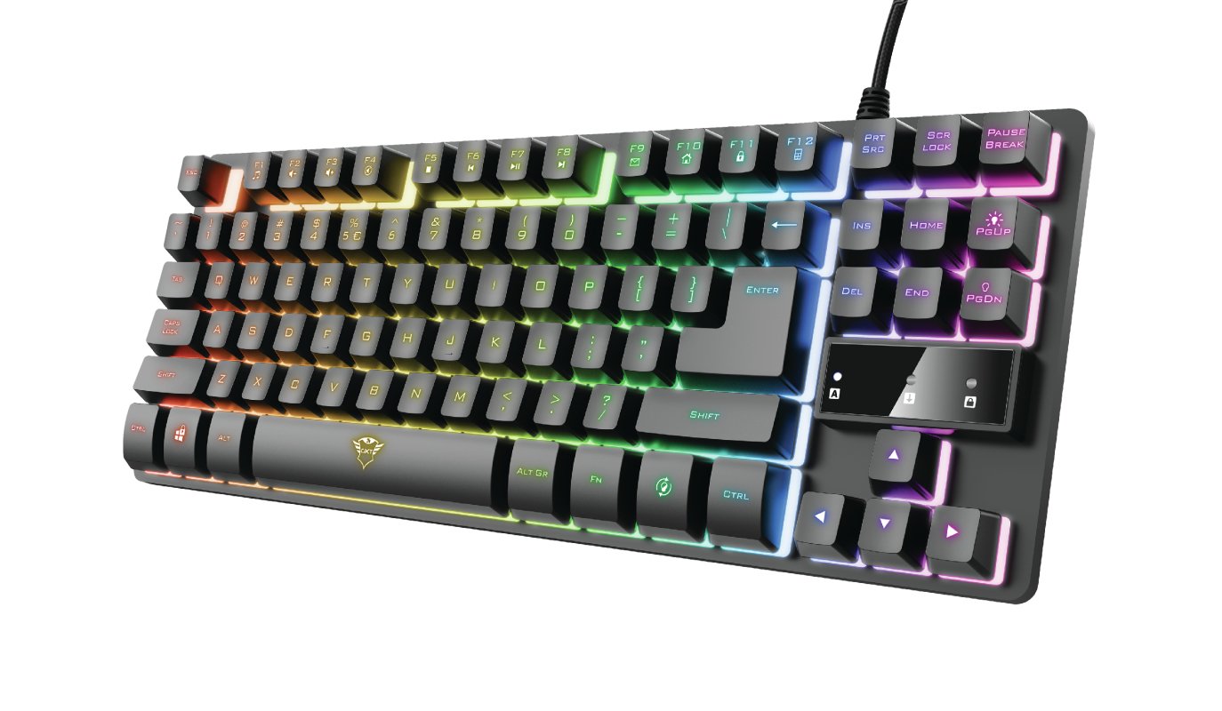 Teclado Trust Gaming Gxt 833 Thado Metalico Compacto Iluminacion Led Multicolor Anti-Ghosting 12 Tecl.Multimedia Usb 23698