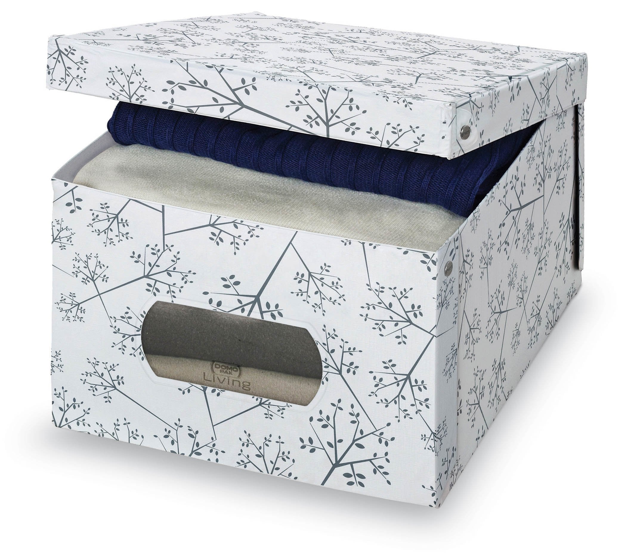 EAN 8001410071156 - Domopak 916060 caja de almacenaje Rectangular Caja de cartón, Cloruro de polivinilo Gris, Blanco imagen 1
