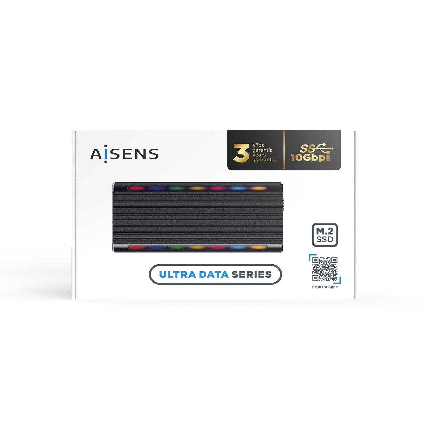 Aisens Caja Externa Para Disco Ssd M.2 Sata Nvme Usb 3.2 Sin Tornillos Asm2-Rgb012b