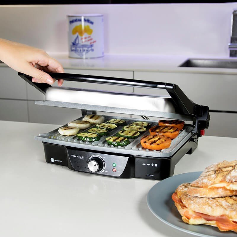 Cecotec Kontaktgrill Rock?N Grill 2000 W (Negro/Edelstahl, 2.000 Watt) 3025