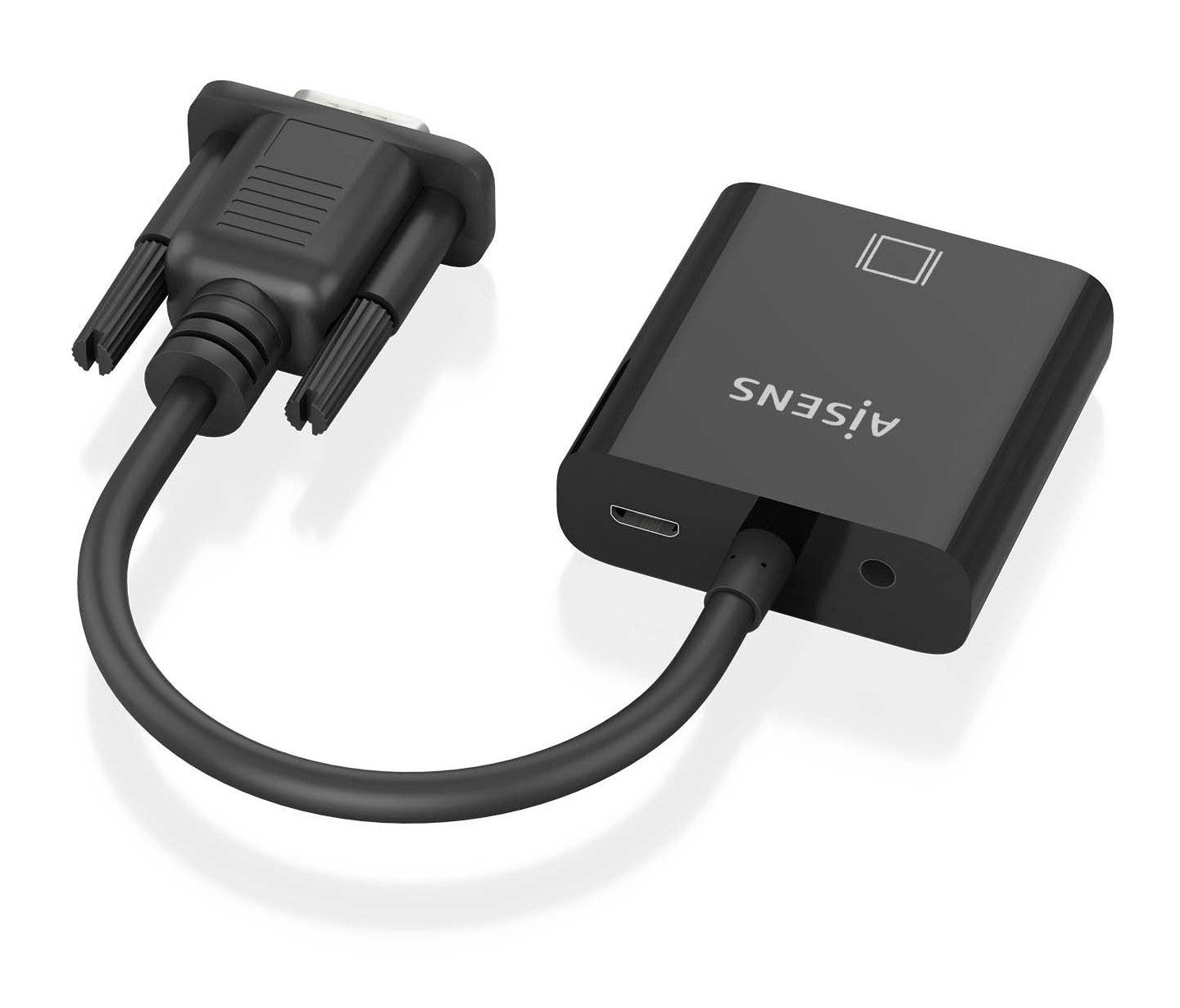 Aisens Cable Conversor Svga+Audio A Hdmi, Svga/M+Jack 3.5/H+Usb Microb/H-Hdmi A/H, Negro, 20cm