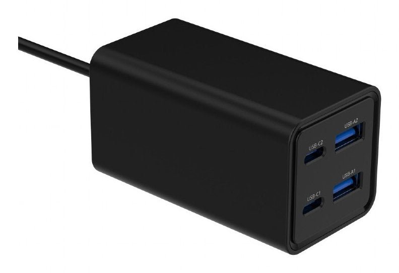 Cargador Universal 65w Gan 2xusb-A 2xusb-C Carga Rápida Negro