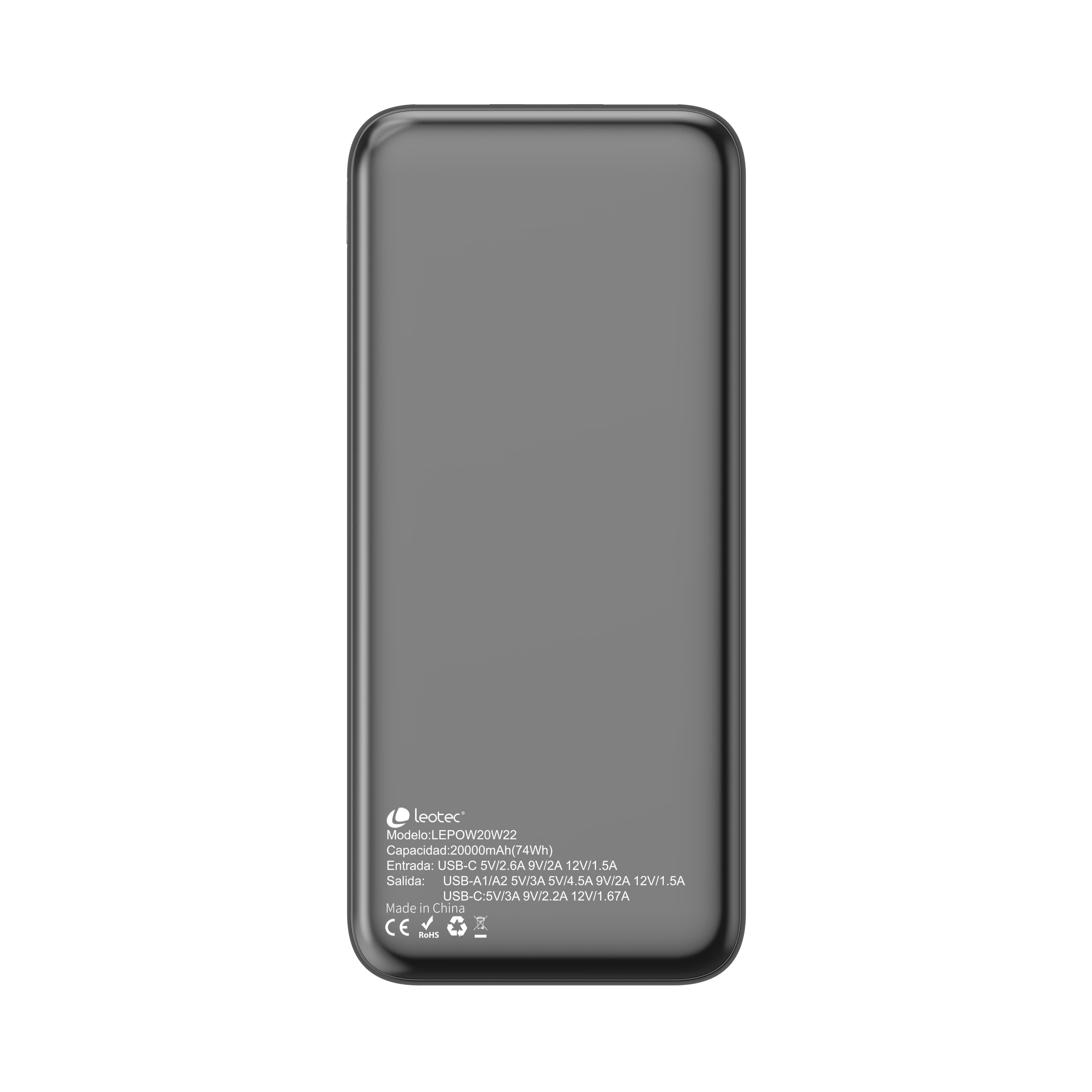 EAN 8436588883322 - Leotec LEPOW20W22K batería externa Polímero de litio 20000 mAh Negro imagen 16