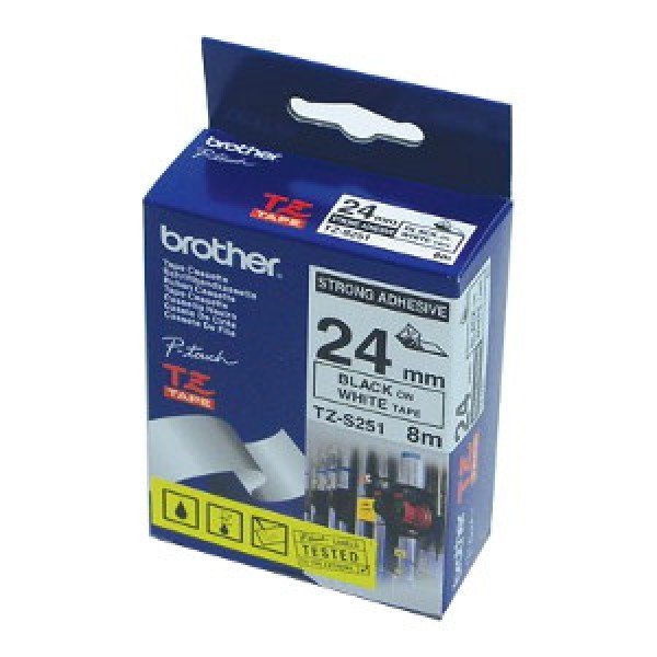 Original Brother Cinta Rotuladora Laminada Negro/Blanco 8m 24mm