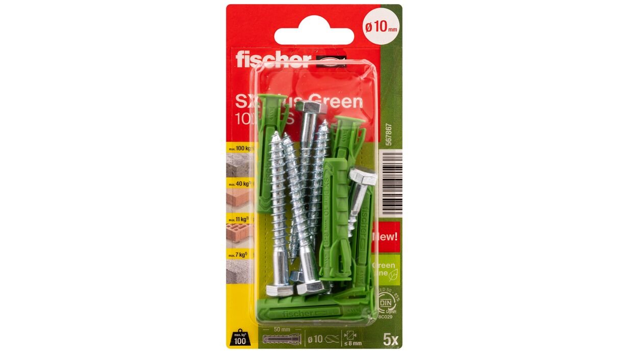 Fischer Sx Plus Green 10x50 S K 5, 567867, Pasador Verde