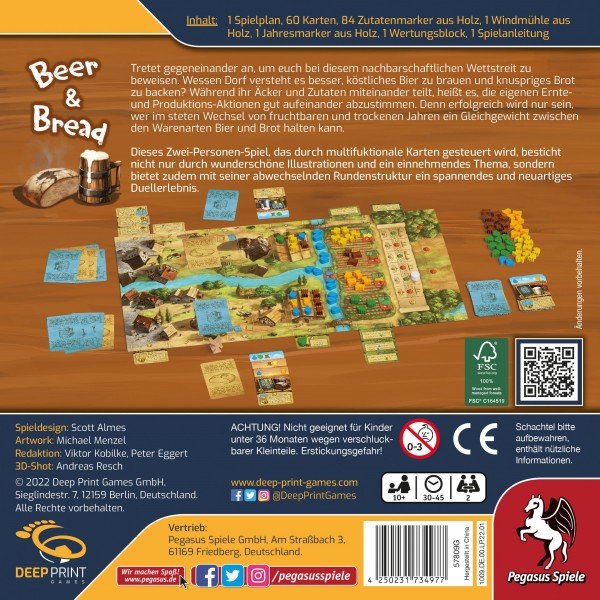 Pegasus Deep Print Games: Cerveza Y Pan, Juego De Mesa 57809g