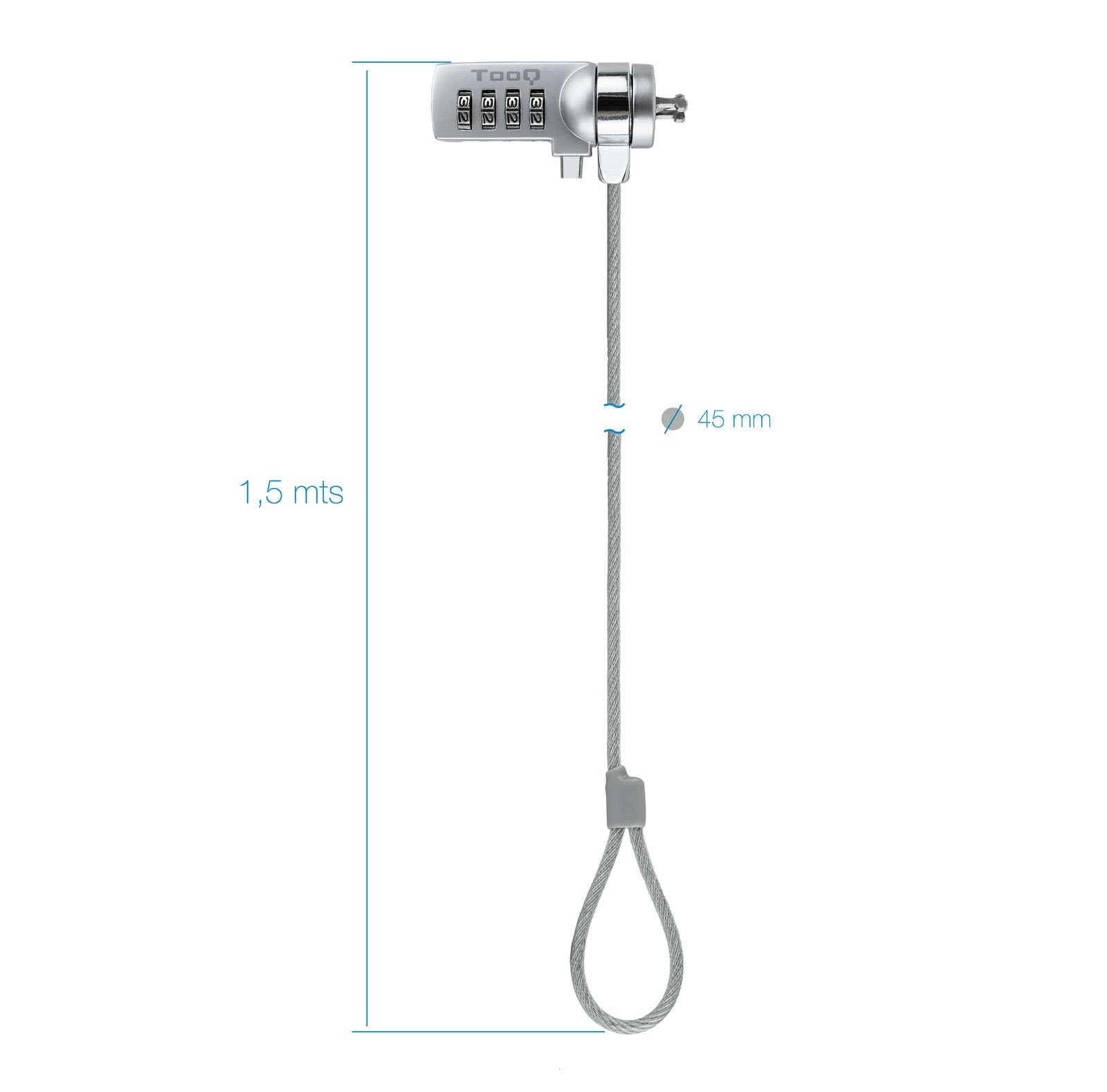 EAN 8433281009868 - TooQ TQCLKC0015 cable antirrobo Plata 1,5 m imagen 3